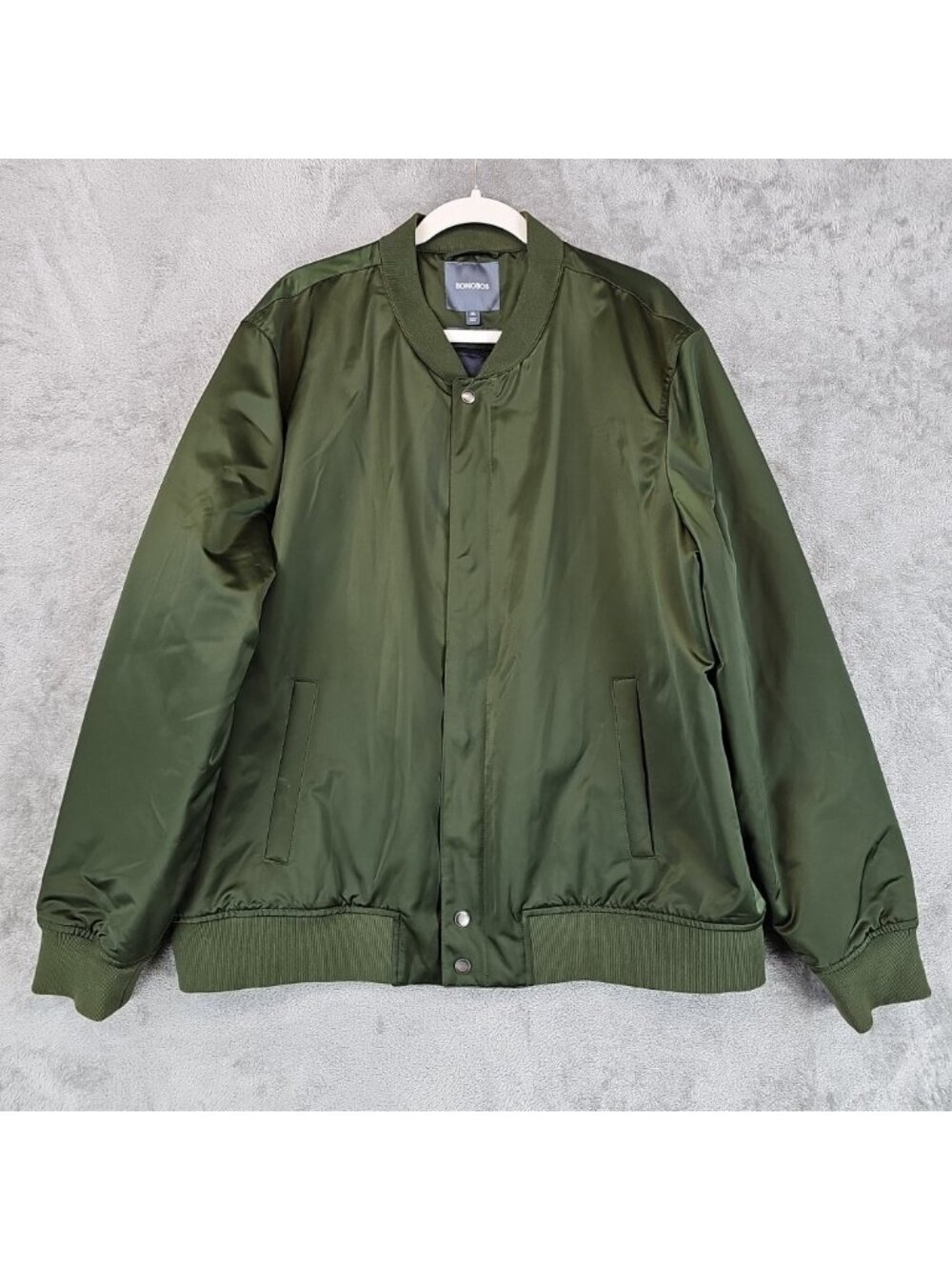 Bonobos Jacket Mens 2XL Green Microfiber Quilted Bomber Snap Front Padded Lined
